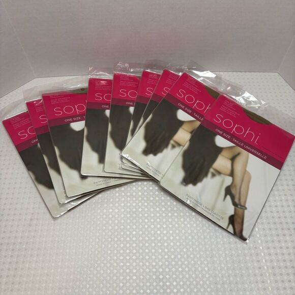 Sophi Day Sheer Reinforced Toe Pantyhose One Size  S/M/L Beige Bundle of 9 NEW - Picture 2 of 6